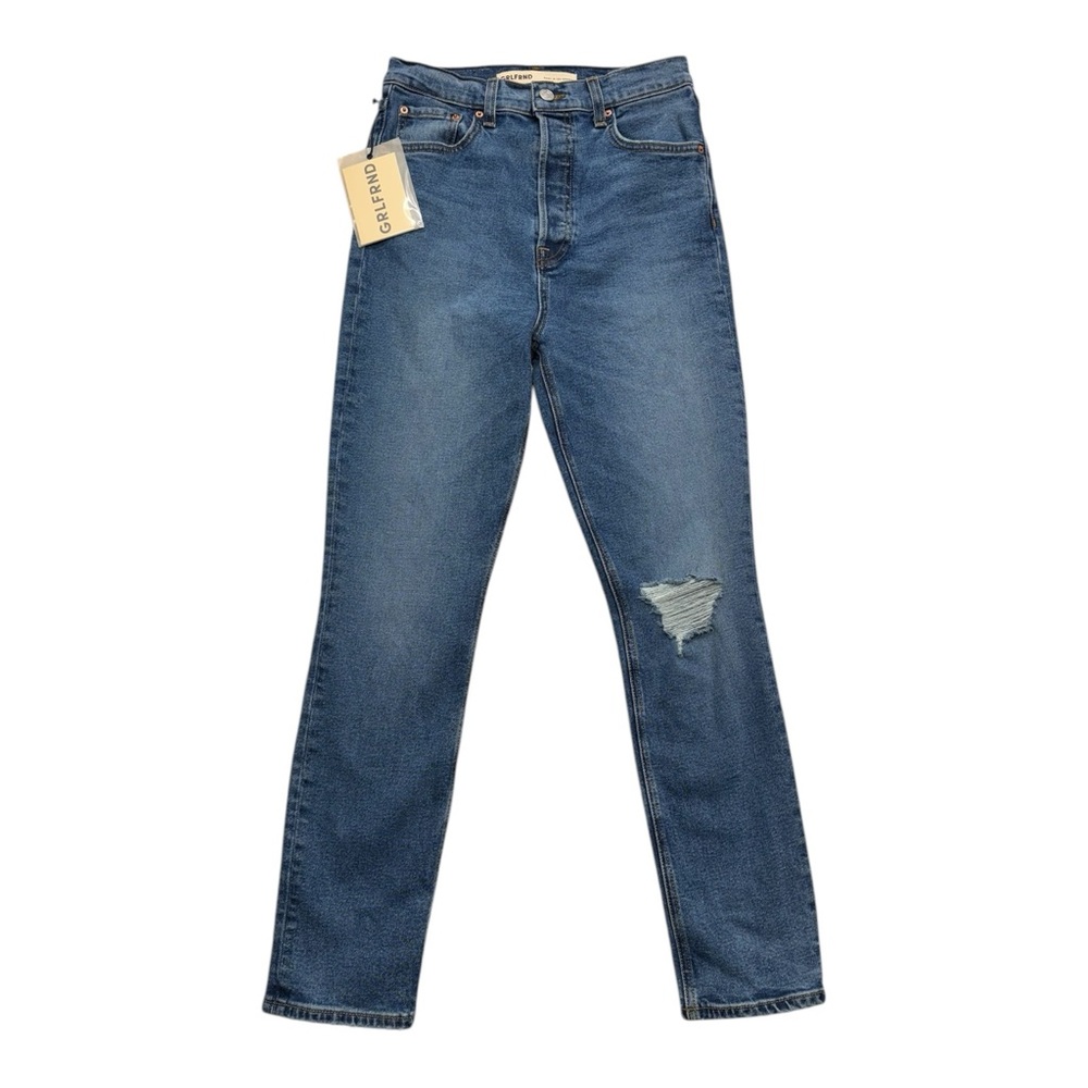GRLFRND Piper Super High-Rise Stretch Slim Crop Jeans Distressed Denim Size 26